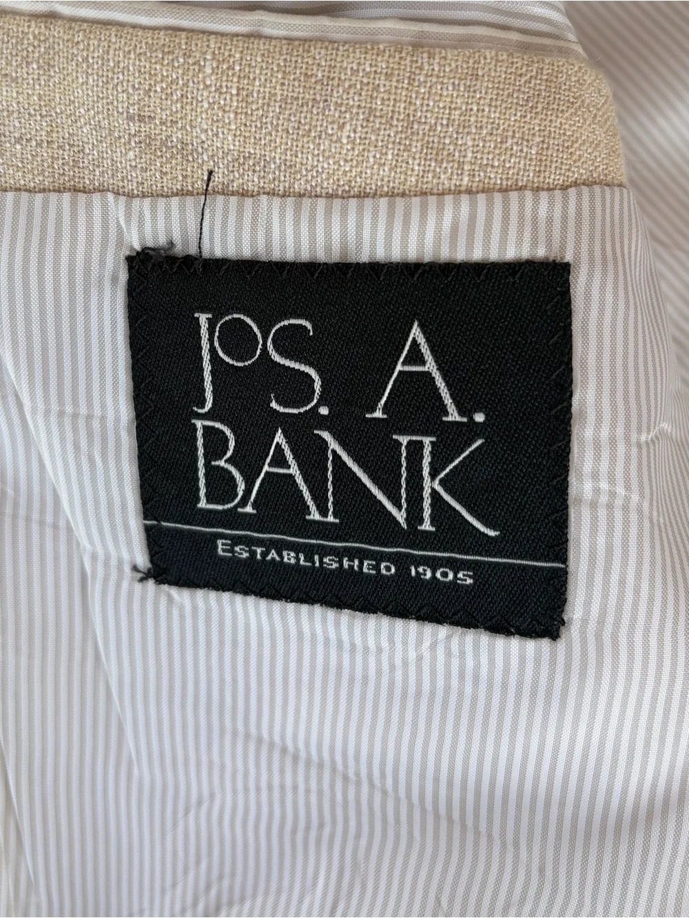 Jos A Bank Linen Wool Sport Coat 42 Short Beige Tan 2 Button Blazer